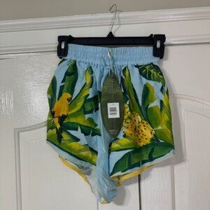 Farm Rio Summer Foliage Scarf Shorts